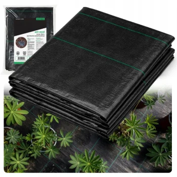 Agrotkanina 70g 1,6x5m UV3% Na chwasty do truskawek CZARNA MOCNA z liniami