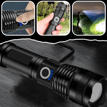 LATARKA TAKTYCZNA MOCNA LED AKUMULATOROWA ZOOM SURVIVALOWA 5000lm