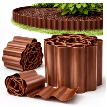 Obrzeże trawnikowe ogrodowe Brązowe faliste 10cm x 9m MOCNE palisada