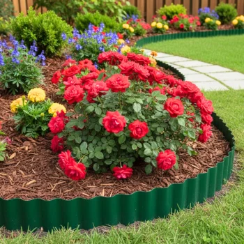 Obrzeże trawnikowe ogrodowe Zielone faliste 25cm x 9m MOCNE palisada