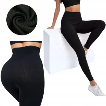 LEGGINSY PRĄŻKOWANE BAMBUSOWE MODELUJĄCE WYSOKI STAN DŁUGIE ROZ. XXL/XXXL