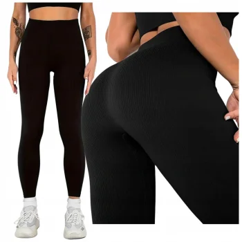 LEGGINSY PRĄŻEK OCIEPLANE BAMBUSOWE NA ZIMĘ CIEPŁE GETRY WYGODNE M/L