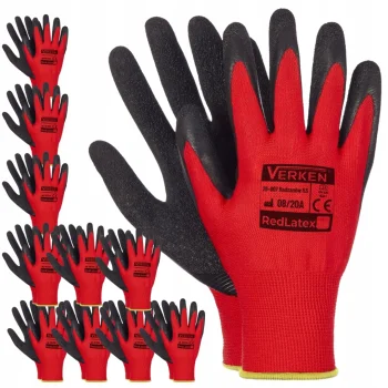 12x Rękawiczki RĘKAWICE robocze MOCNE OCHRONNE BUDOWLANE r. 11 REDLATEX