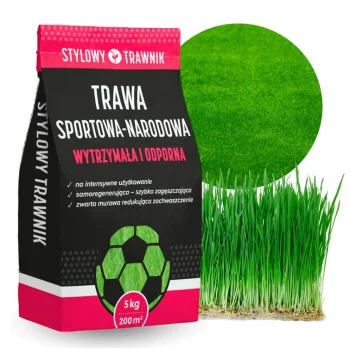 TRAWA NASIONA Sportowa Boiskowa Wytrzymała Samozageszczająca Trawnik 10kg