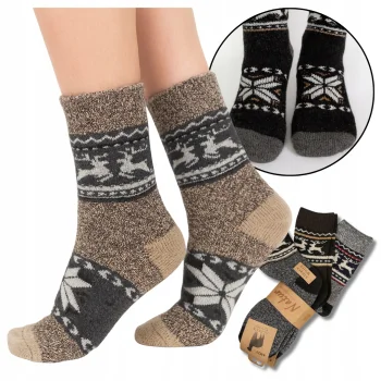 6x Skarpety damskie ZIMOWE Wełna z Alpaki Skarpetki GRUBE CIEPŁE 39-42