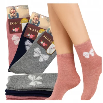 3x Skarpety damskie Zimowe Wełniane ANGORA CIEPŁE SKARPETKI NA ZIMĘ 39-42