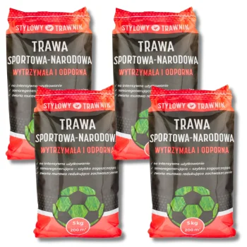 TRAWA NASIONA Sportowa Boiskowa Wytrzymała Samozageszczająca Trawnik 20kg