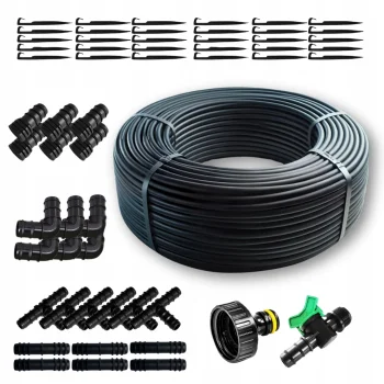 Linia kroplująca Z KOMPENSACJĄ nawadnianie kropelkowe 50m+56el. mocny wąż