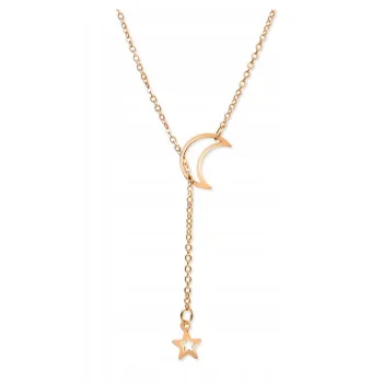 Naszyjnik Złoty Księżyc Gwiazda Łańcuszek z zawieszką Celebrytka Delikatny