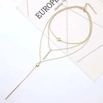 Naszyjnik wielowarstwowy Łańcuszek złoty elegancki Celebrytka