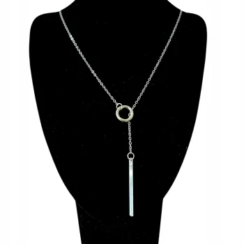 Naszyjnik Celebrytka Długi srebrny Koło Blaszka Elegancki wisiorek