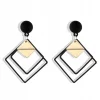 Kolczyki wiszące Geometryczne Kwadrat złote czarne Sztyfty Na imprezę
