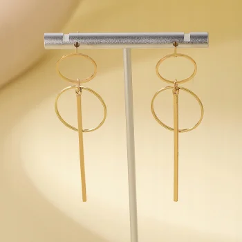 Kolczyki złote koła DŁUGIE Wiszące kółka eleganckie