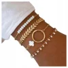 Bransoletka 4w1 Zestaw bransoletek na rękę BOHO Złote bransoletki 4 szt