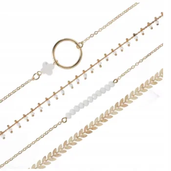 Bransoletka 4w1 Zestaw bransoletek na rękę BOHO Złote bransoletki 4 szt