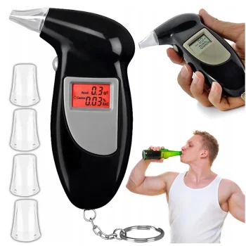 ALKOMAT CYFROWY Elektroniczny TESTER TRZEŹWOŚCI Ld Promile + USTNIKI