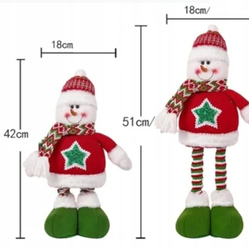 FIGURKA ŚWIĄTECZNA BAŁWAN DUŻY TELESKOPOWE NOGI OZDOBA SKRZAT STOJĄCY