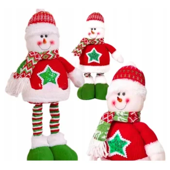 FIGURKA ŚWIĄTECZNA BAŁWAN DUŻY TELESKOPOWE NOGI OZDOBA SKRZAT STOJĄCY