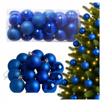 BOMBKI CHOINKOWE niebieskie ZESTAW NA ŚWIĘTA 24 SZT DEKORACJE NIETŁUKĄCE
