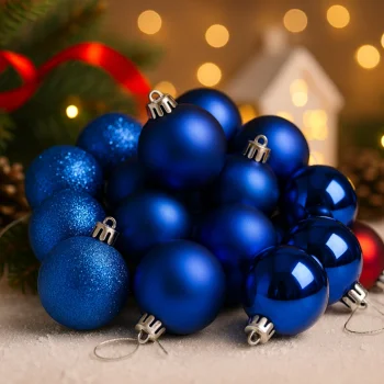 BOMBKI CHOINKOWE niebieskie ZESTAW NA ŚWIĘTA 24 SZT DEKORACJE NIETŁUKĄCE
