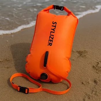 BOJA DMUCHANA ASEKURACYJNA DO PŁYWANIA BOJKA PŁYWACKA 2W1 SUCHA KIESZEŃ