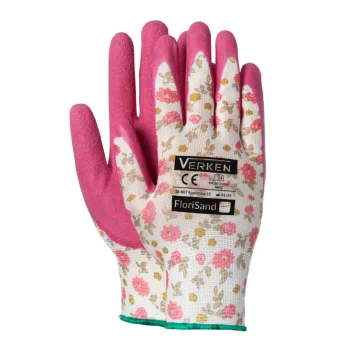 Rękawiczki do prac w ogrodzie Rękawice Ochronne r.7/S W KWIATY różowe 1para