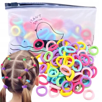 GUMKI DO WŁOSÓW Frotki dla dziewczynek Kolorowe Zestaw gumek 100 sztuk