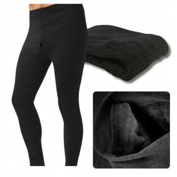 MĘSKIE KALESONY ZIMOWE CIEPŁE TERMO z ociepleniem BAWEŁNA M/L 1para CZARNE