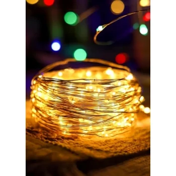 LAMPKI DEKORACYJNE na baterie LED Na druciku ŚWIATEŁKA Ciepły biały 10M