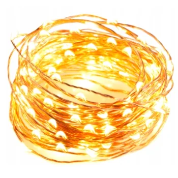 LAMPKI DEKORACYJNE na baterie LED Na druciku ŚWIATEŁKA Ciepły biały 10M