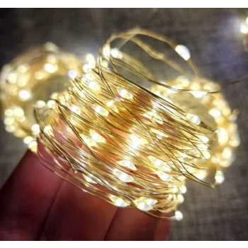 LAMPKI DEKORACYJNE na baterie LED Na druciku ŚWIATEŁKA Ciepły biały 10M