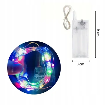LAMPKI DEKORACYJNE na baterie LED Na druciku ŚWIATEŁKA Multi kolor 2M
