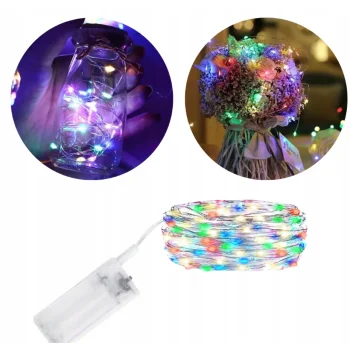 LAMPKI DEKORACYJNE na baterie LED Na druciku ŚWIATEŁKA Multi kolor 2M