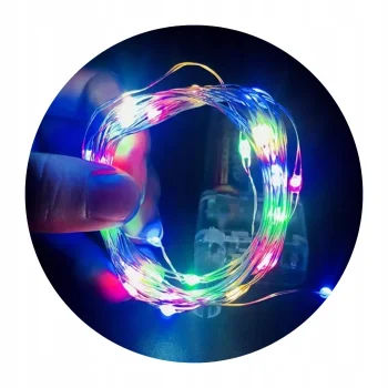 LAMPKI DEKORACYJNE na baterie LED Na druciku ŚWIATEŁKA Multi kolor 2M