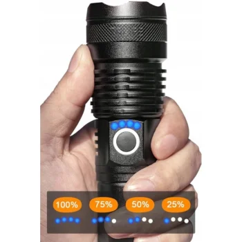 LATARKA TAKTYCZNA WOJSKOWA SURVIVAL LED ZOOM AKUMULATOROWA USB-C MOCNA