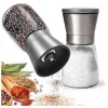 MŁYNKI RĘCZNE DO SOLI PIEPRZU KOMPLET 2SZT szklany pojemnik stal nierdzewna