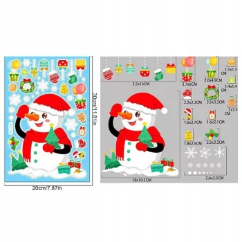 NAKLEJKI ŚWIĄTECZNE NA OKNO SZYBĘ KOLOROWE DLA DZIECI 6 ARKUSZY MIKOŁAJ