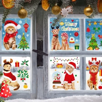 NAKLEJKI NA OKNA NA ŚWIĘTA ŚWIĄTECZNE 9 ARKUSZY OZDOBY NA SZYBĘ BEZ KLEJU