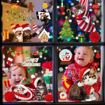 NAKLEJKI NA OKNA NA ŚWIĘTA ŚWIĄTECZNE 9 ARKUSZY OZDOBY NA SZYBĘ BEZ KLEJU