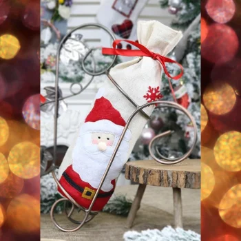 POKROWIEC NA BUTELKĘ WINO ŚWIĄTECZNY PREZENT NA ŚWIĘTA WOREK JUTOWY