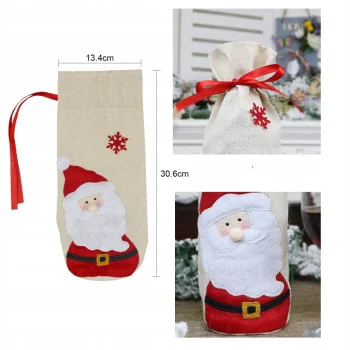 POKROWIEC NA BUTELKĘ WINO ŚWIĄTECZNY PREZENT NA ŚWIĘTA WOREK JUTOWY