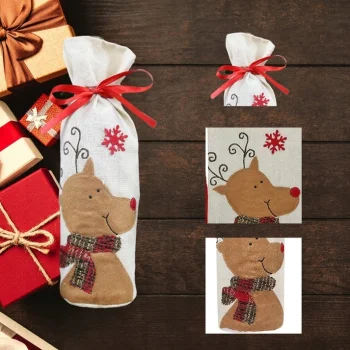 POKROWIEC NA BUTELKĘ WINO ŚWIĄTECZNY PREZENT NA ŚWIĘTA WOREK JUTOWY