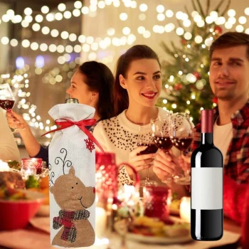 POKROWIEC NA BUTELKĘ WINO ŚWIĄTECZNY PREZENT NA ŚWIĘTA WOREK JUTOWY