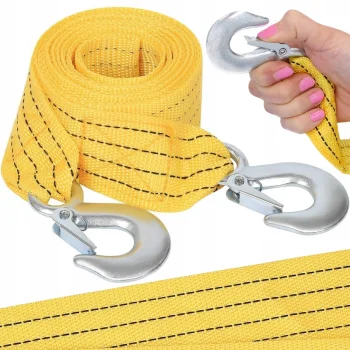 Lina Holownicza Pas Do Holowania Auta Żółta 3 Metry Na Haki Mocna Linka