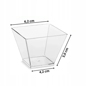 PUCHARKI NA DESER DO DESERÓW POJEMNIKI kwadratowe plastikowe 120ml 25 szt