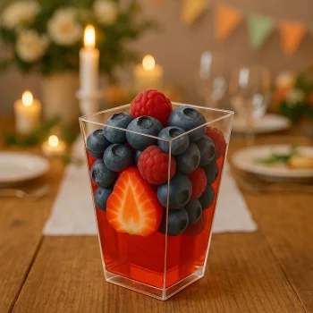 PUCHARKI NA DESER DO DESERÓW POJEMNIKI kwadratowe plastikowe 160ml 25 szt