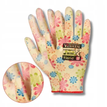 Rękawiczki do prac w ogrodzie Rękawice Ochronne r.6/XS w kwiatki 1para