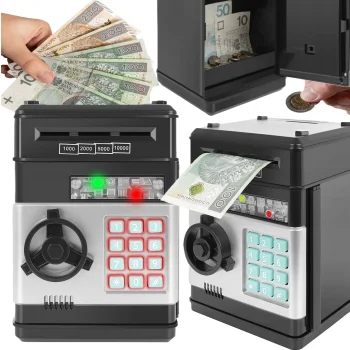 Sejf Skarbonka Elektryczna Bankomat Na Kod PIN Monety Banknoty Wpłatomat