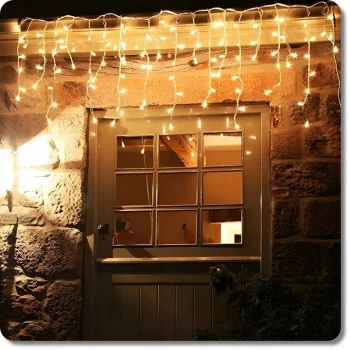 LAMPKI ŚWIĄTECZNE SOPLE Girlanda Świetlna Kurtyna 300 LED Ciepły biały