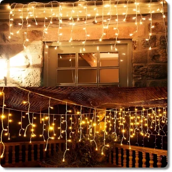 LAMPKI ŚWIĄTECZNE SOPLE Girlanda Świetlna Kurtyna 500 LED Ciepły biały